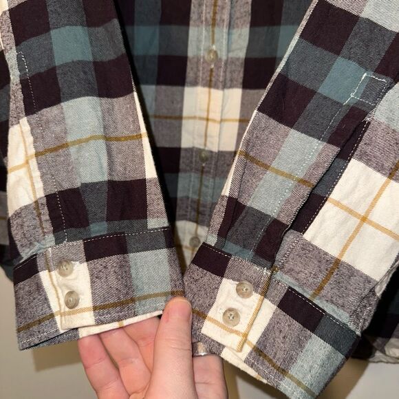 Eddie Bauer Large Button Down Collared Long Sleeve Women’s Flannel Shirt Plum Na - Picture 5 of 12